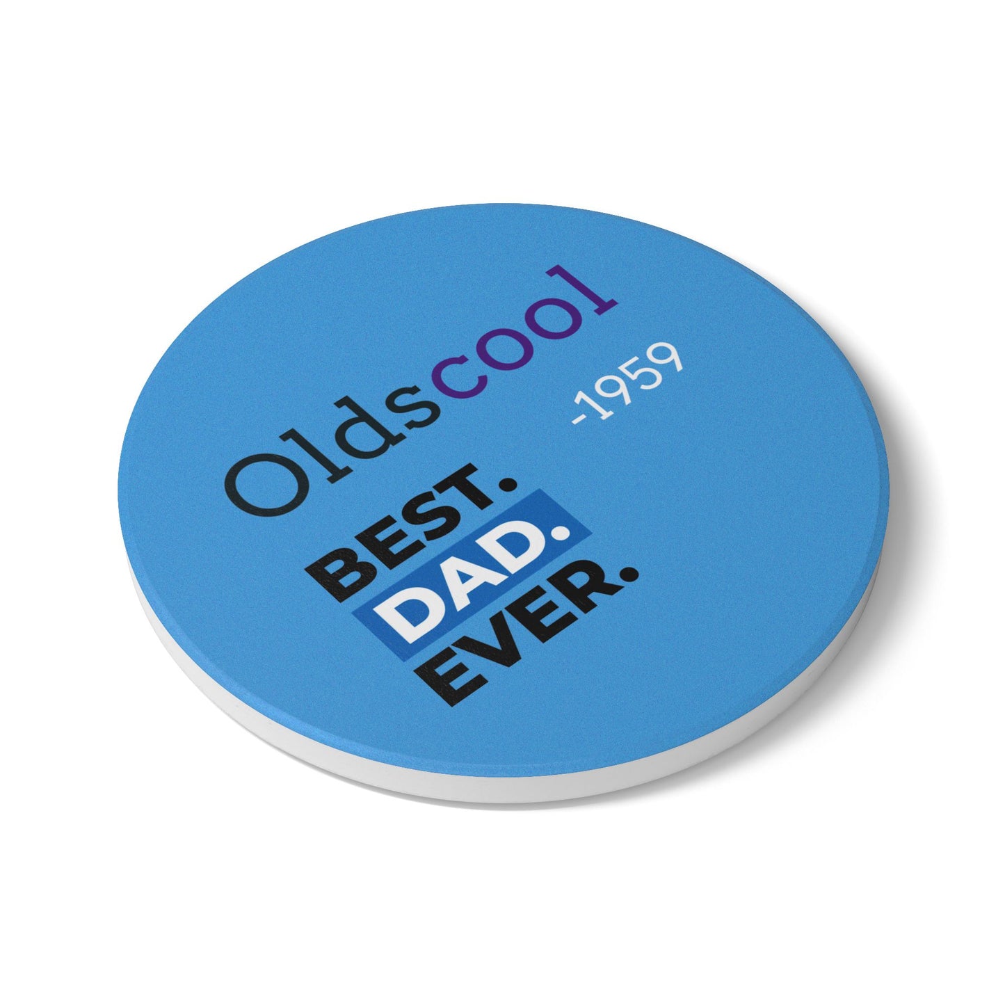 Oldschool Best Dad Ever Ceramic Coaster for Dad- Father's Day Gift Personalized