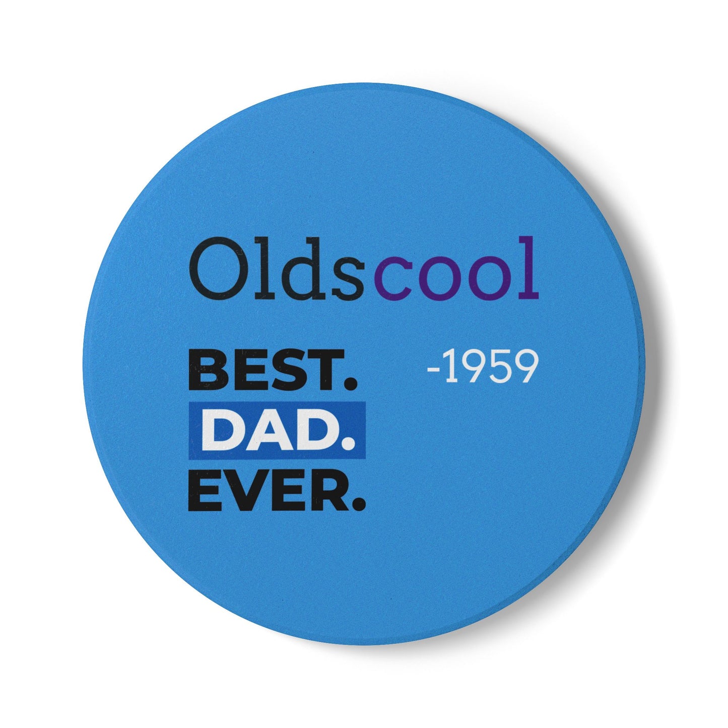 Oldschool Best Dad Ever Ceramic Coaster for Dad- Father's Day Gift Personalized