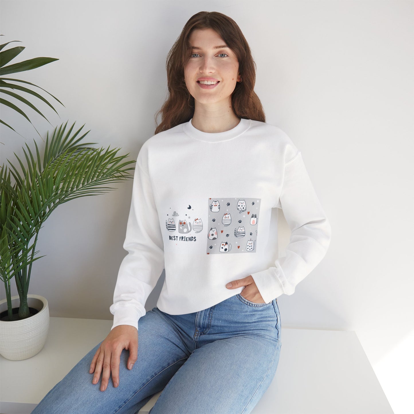 Best Friends Cat Crewneck Sweatshirt
