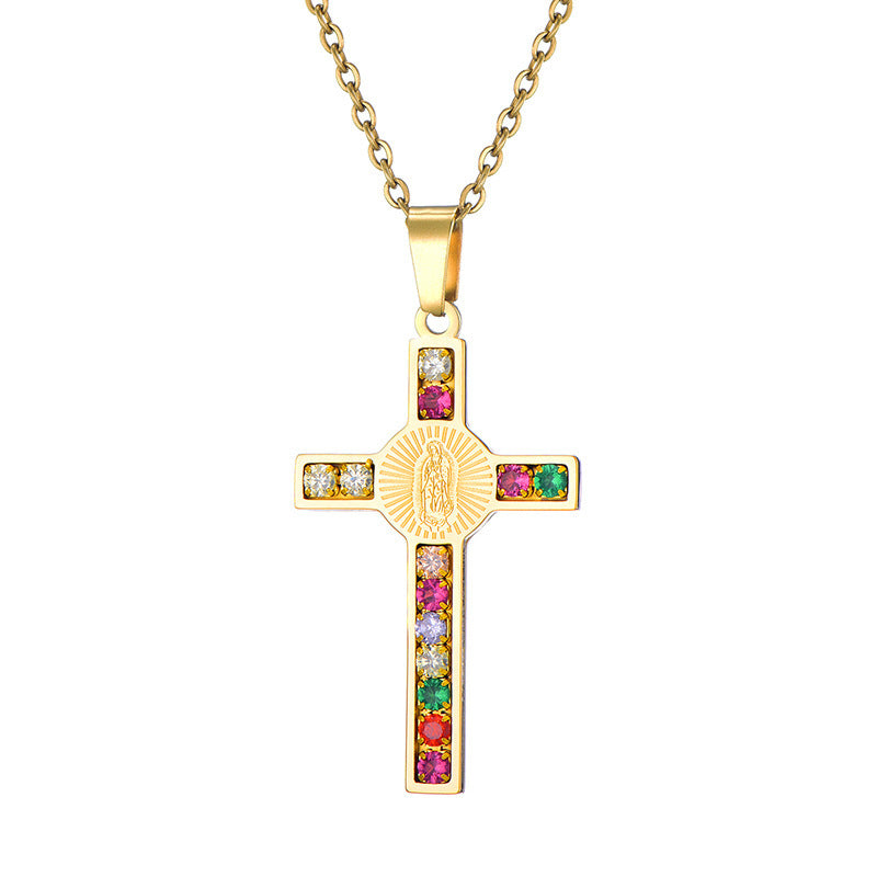 Stainless Steel Virgin Mary Cross Pendant