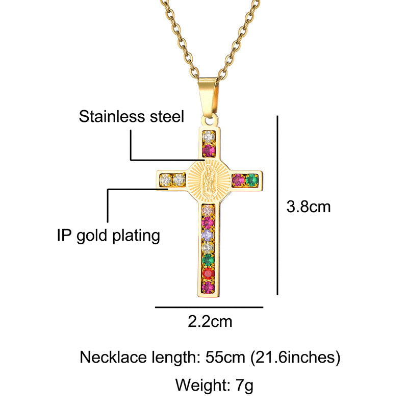 Stainless Steel Virgin Mary Cross Pendant