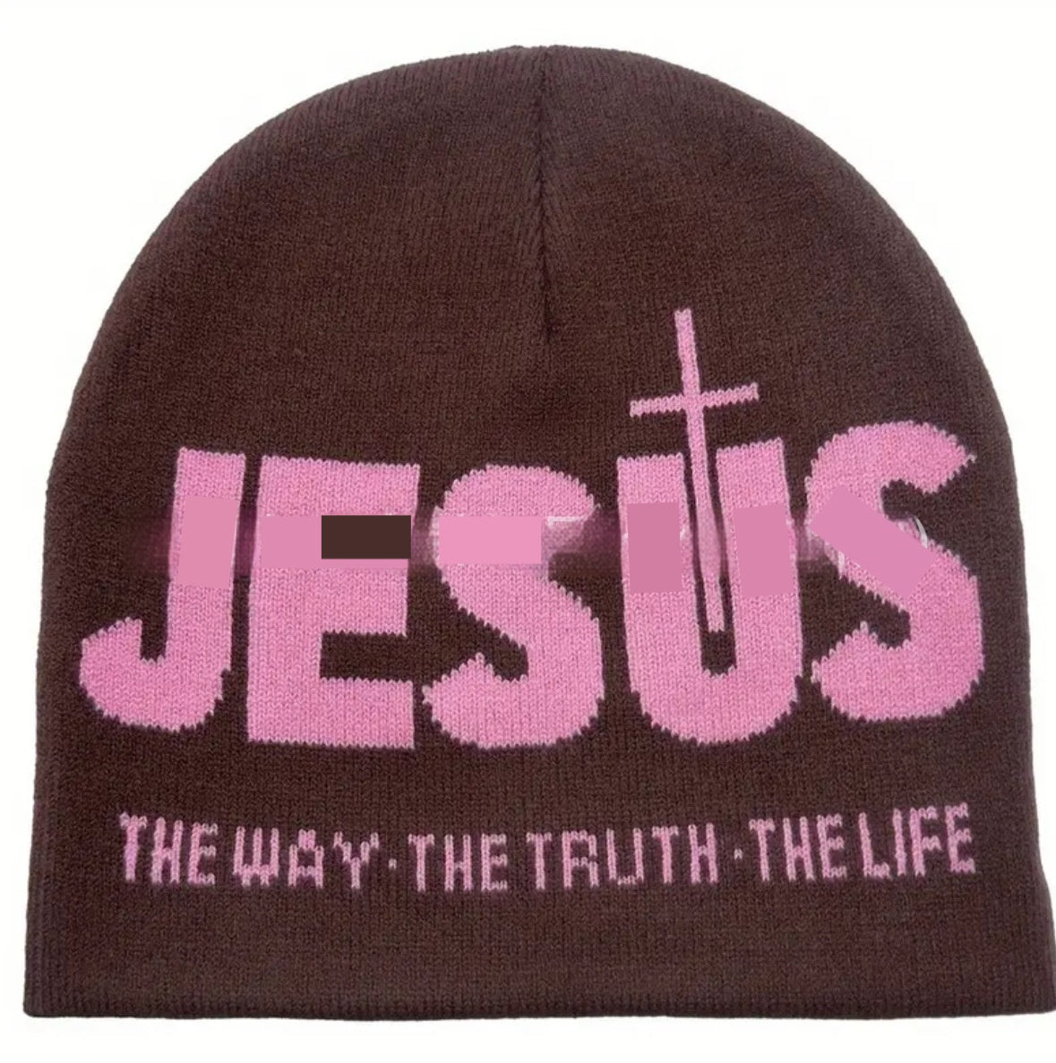 Jacquard Brimless Knitted Hat JESUS Letters Autumn And Winter Wool Sleeve Cap