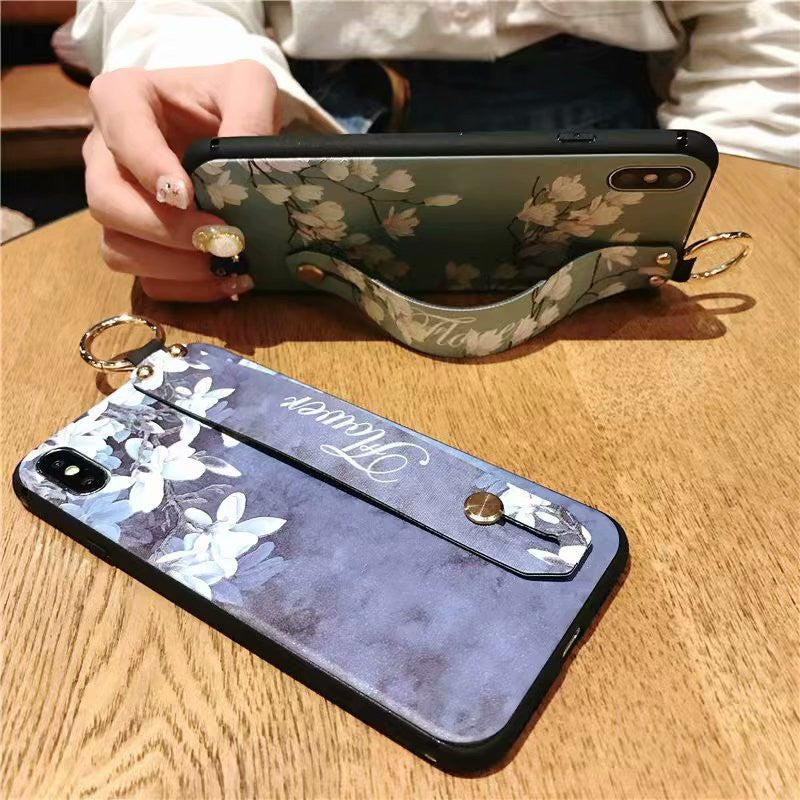 Embossed Vintage Flower For Phone Case Wrist Strap S24