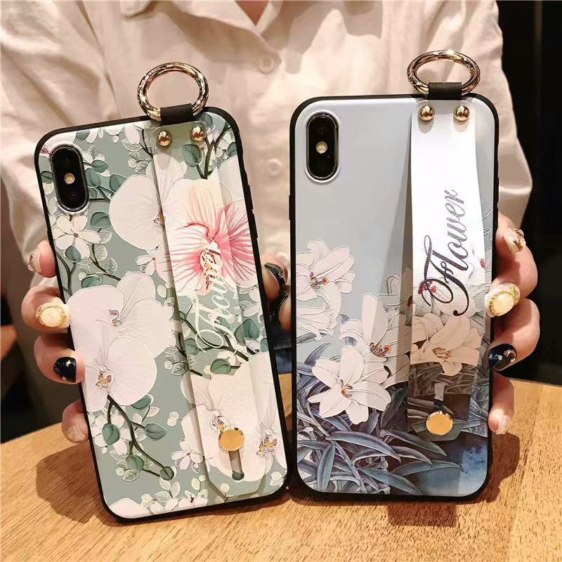 Embossed Vintage Flower For Phone Case Wrist Strap S24