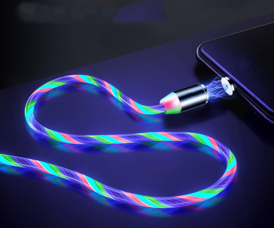 Compatible with Apple, Flowing Ligh Magnetic Streamer Data Line Cable for Iphone Android Type C