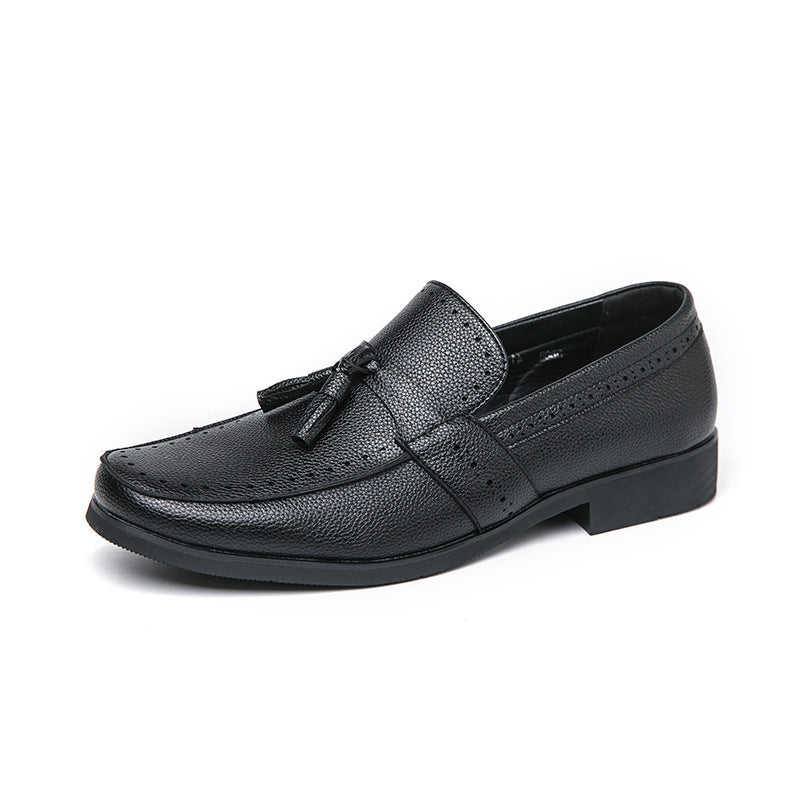 Men's Loafer Tassel Slip-on Business Casual Round Toe Leather Shoes