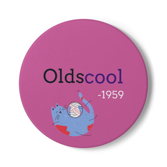 Oldschool Cat Lover Ceramic Coaster - Fun Vintage Home Decor