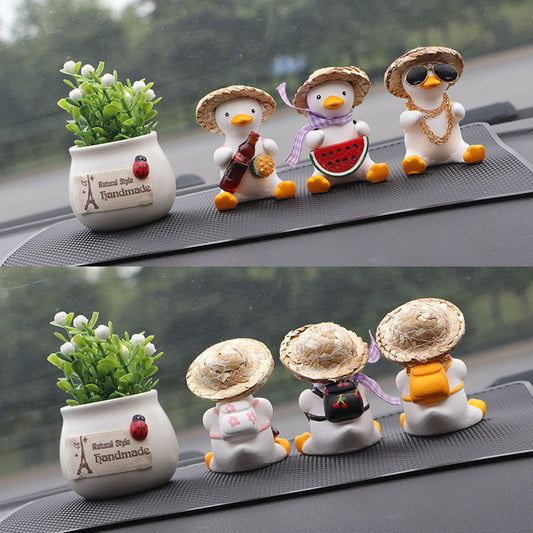 Straw Hat Glasses Duck Car Ornaments Straw Hat Local Tyrant Duck Car Ornaments Creative Straw Hat Swing Duck Car Pendant