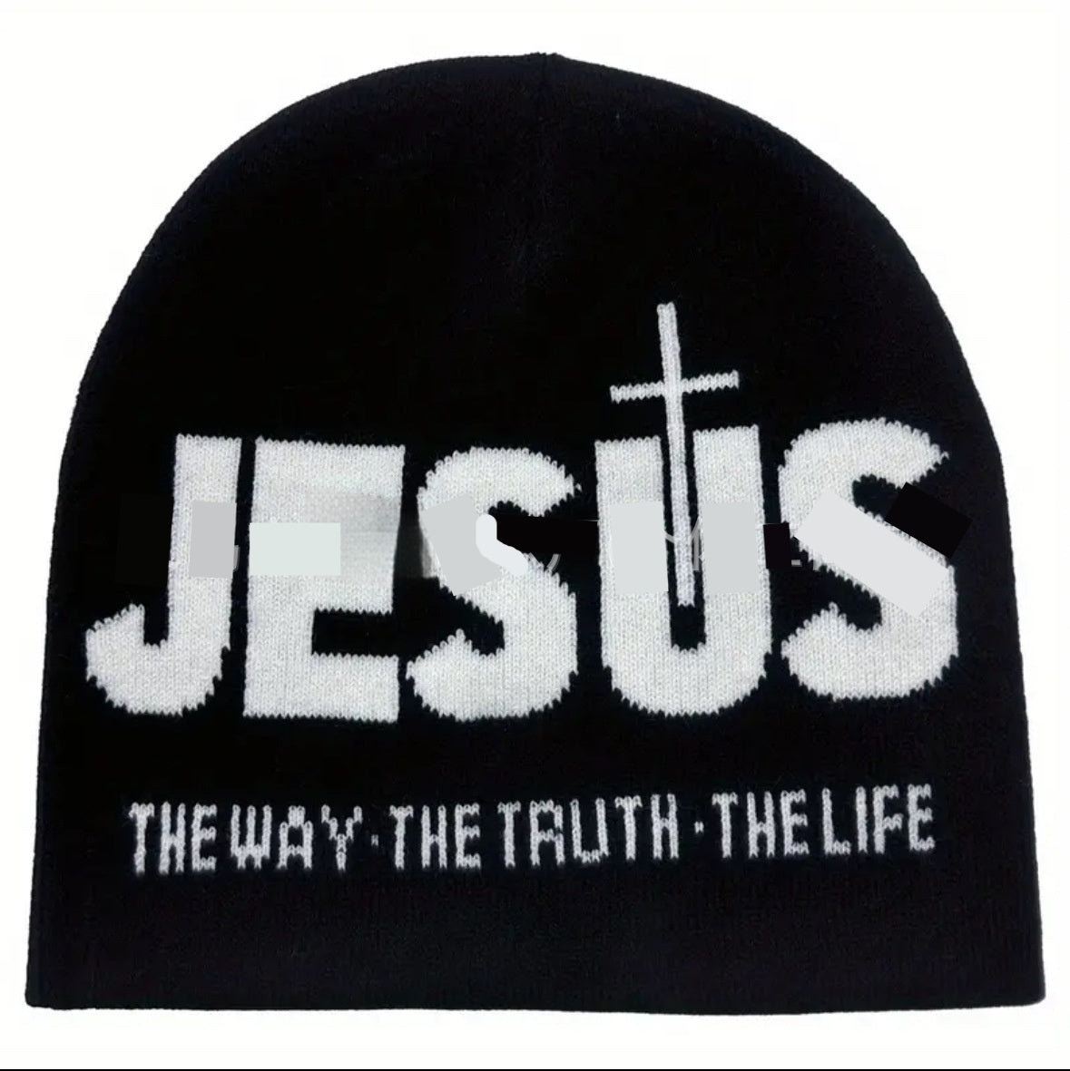 Jacquard Brimless Knitted Hat JESUS Letters Autumn And Winter Wool Sleeve Cap