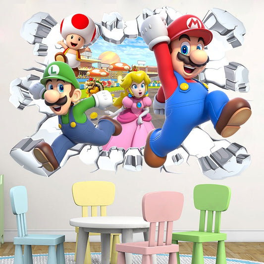 Mario Stickers Super Mario Stickers Children's Room Cartoon Self Adhesive Waterproof Wall Stickers