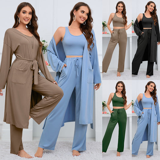 Women's Fashion Camisole Coat Wide Leg Pants Suit