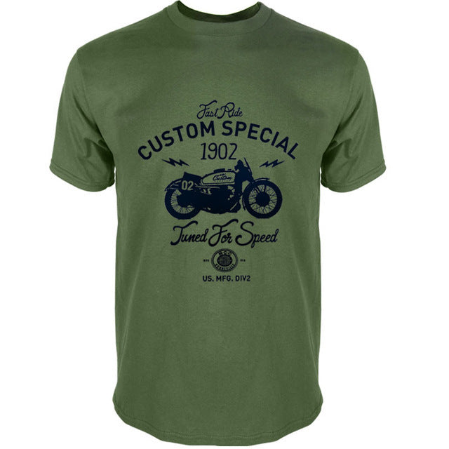 Motorcycle pattern print T-shirt