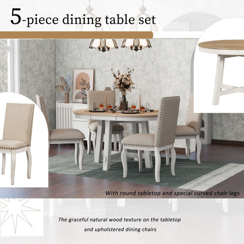 5-piece Farmhouse Wooden Dining Table Set