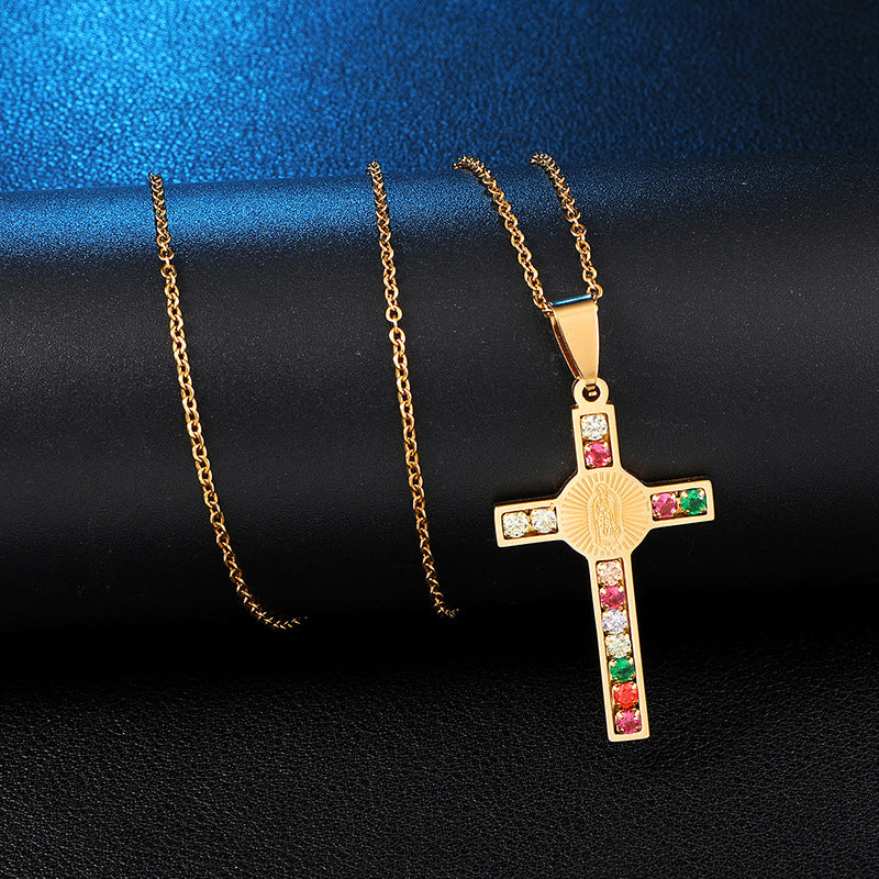 Stainless Steel Virgin Mary Cross Pendant