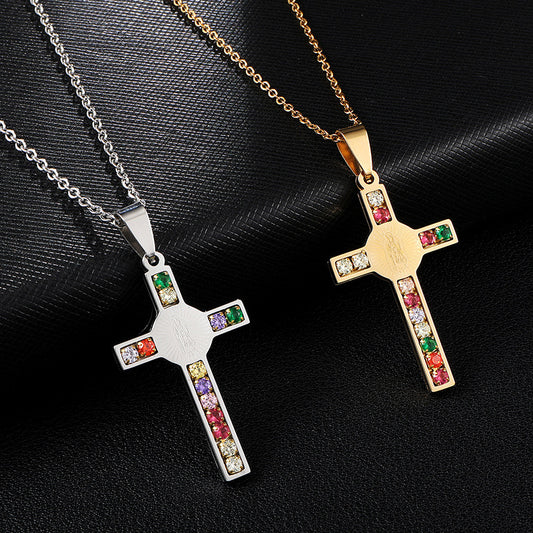 Stainless Steel Virgin Mary Cross Pendant