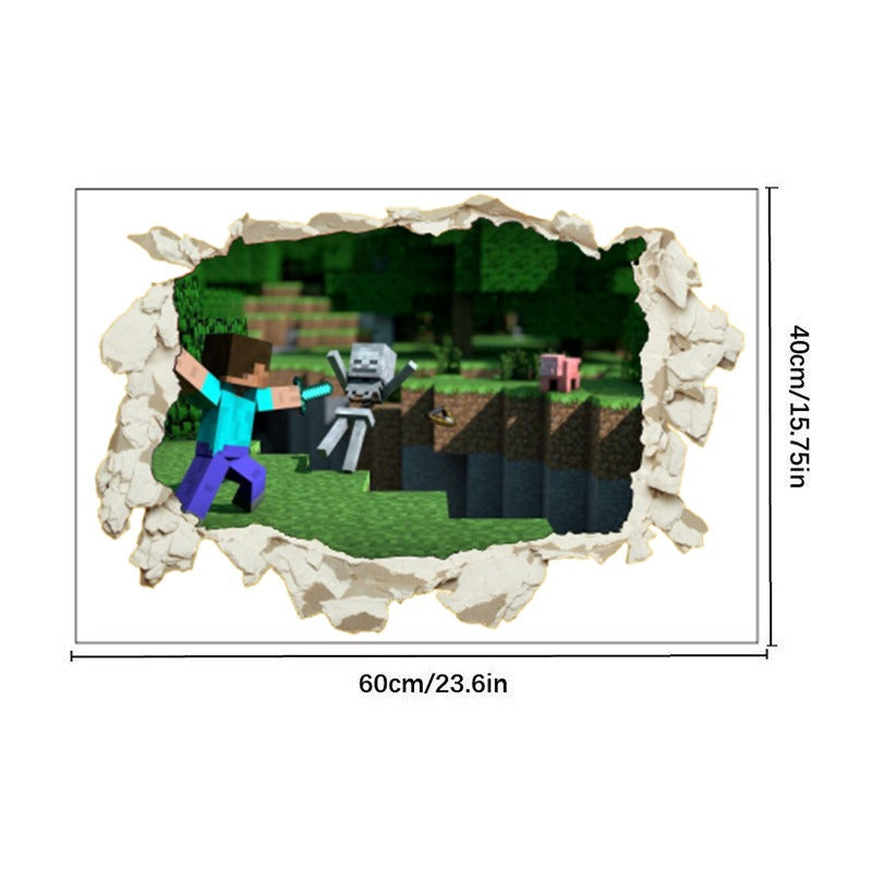 Minecraft run away My World Wall Stickers Living Room Children's Room Removable Decorative PVC Stickers