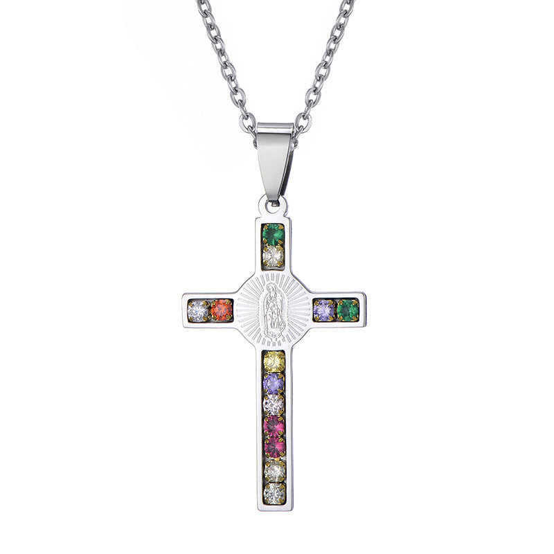 Stainless Steel Virgin Mary Cross Pendant