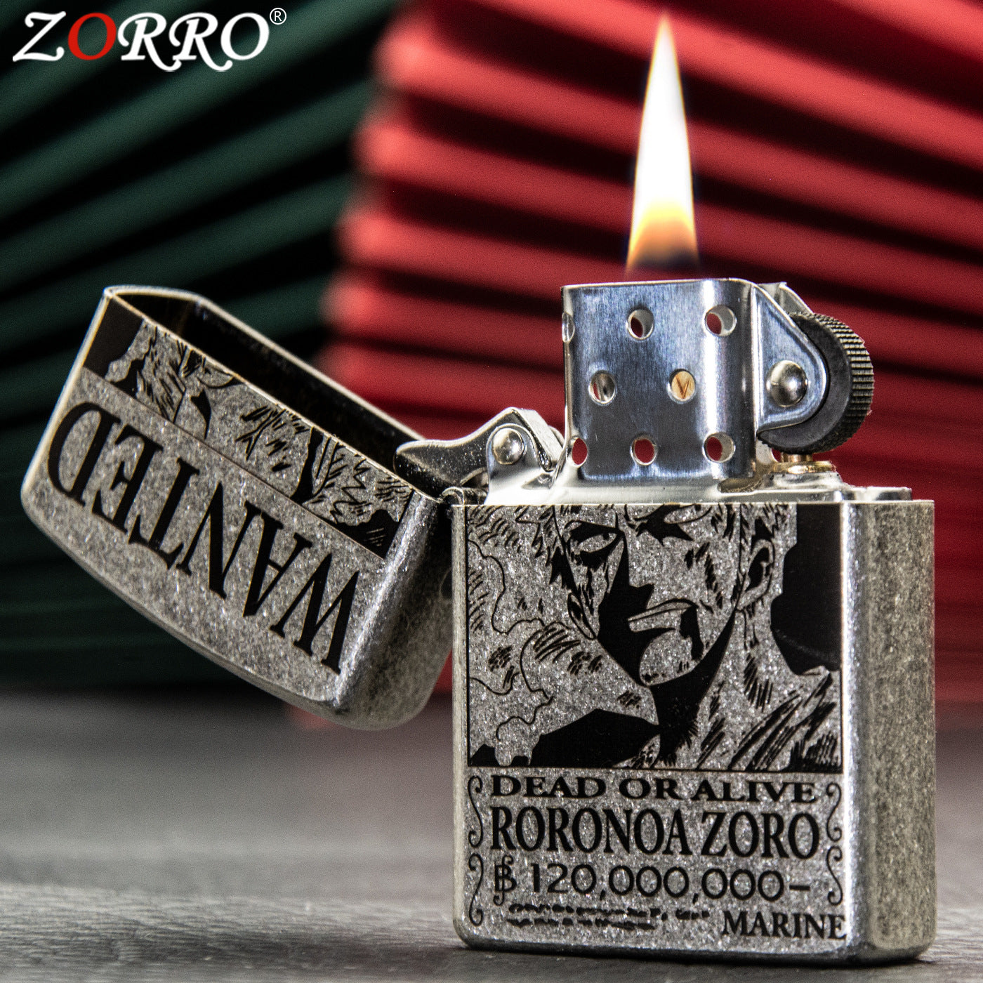 ZORRO Zoro Ancient Silver Pirate King Zoro Kerosene Lighter