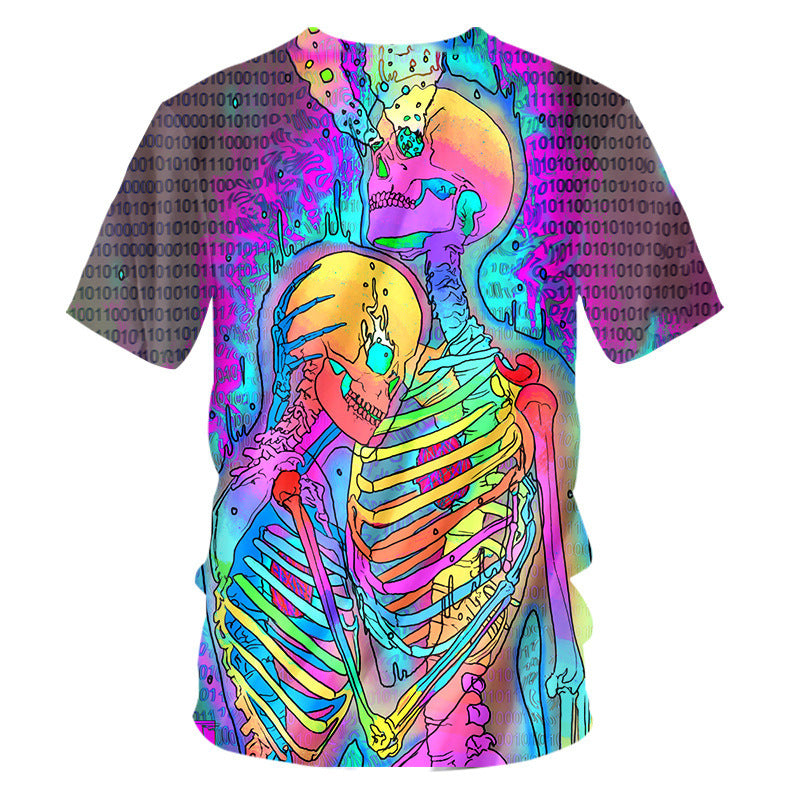 3D Colorful Psychedelic Digital Printing Floral Sweat-wicking Breathable Short Sleeve Casual T-shirt