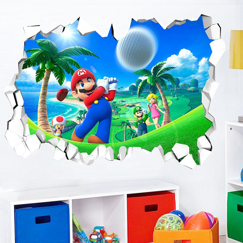 Mario Stickers Super Mario Stickers Children's Room Cartoon Self Adhesive Waterproof Wall Stickers