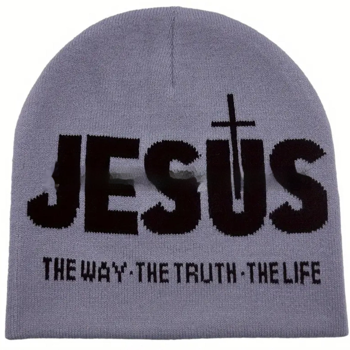 Jacquard Brimless Knitted Hat JESUS Letters Autumn And Winter Wool Sleeve Cap