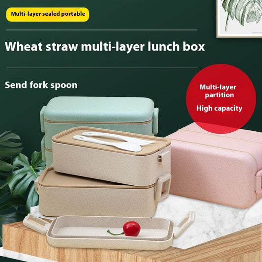 Straw Lunch Box Microwave Oven Multi-layer Lunch Box