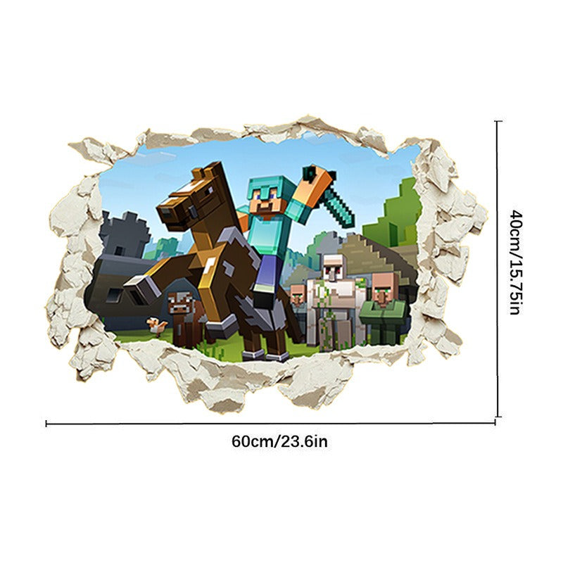 Minecraft run away My World Wall Stickers Living Room Children's Room Removable Decorative PVC Stickers