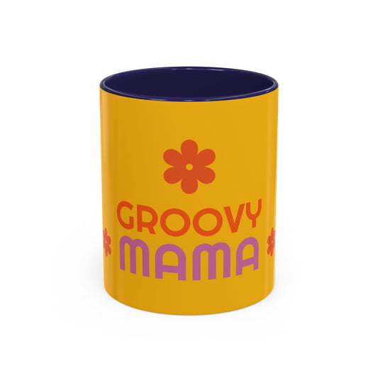 Groovy Mama Accent Coffee Mug - Fun Retro 11/15 oz Mug for Stylish Moms