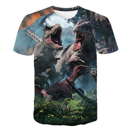 Dinosaur 3D Digital Printing Men's Short Sleeve Casual T-shirt