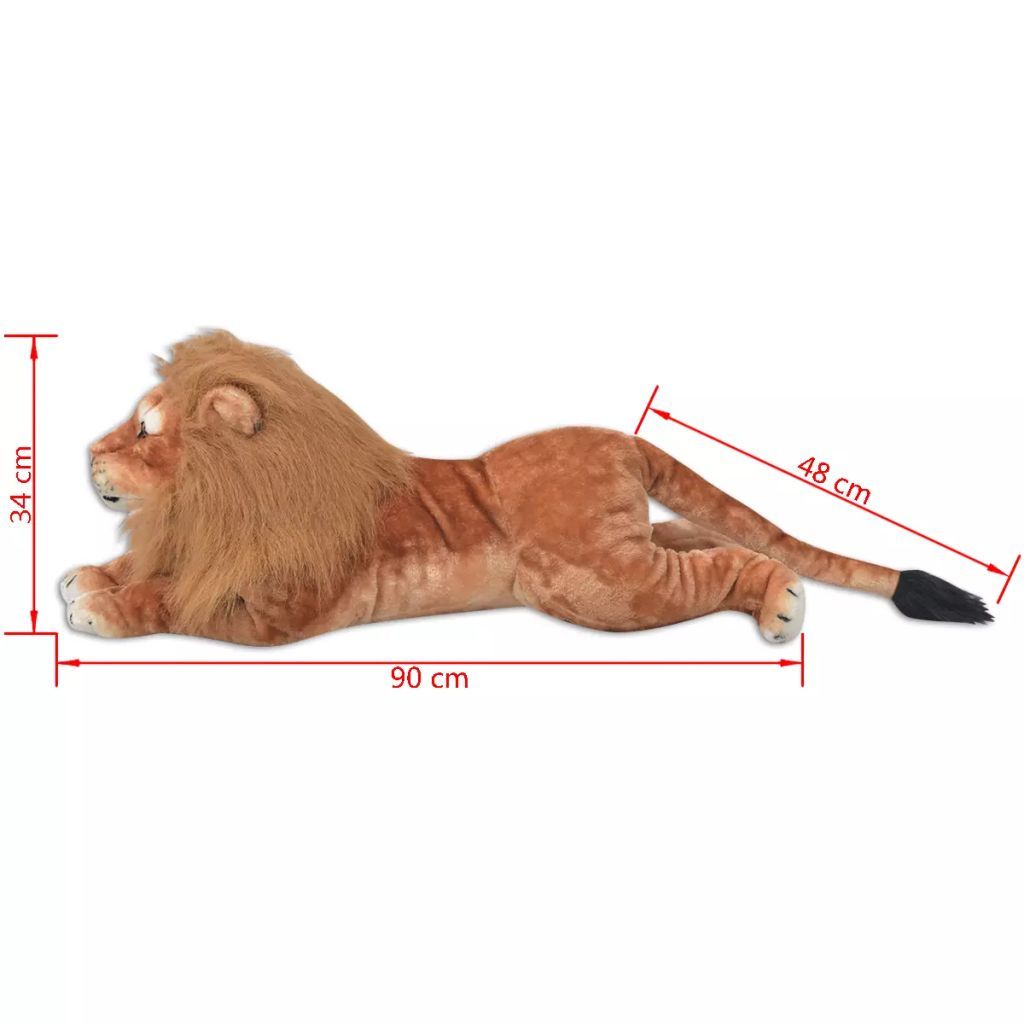 vidaXL Lion Toy Plush Brown XXL