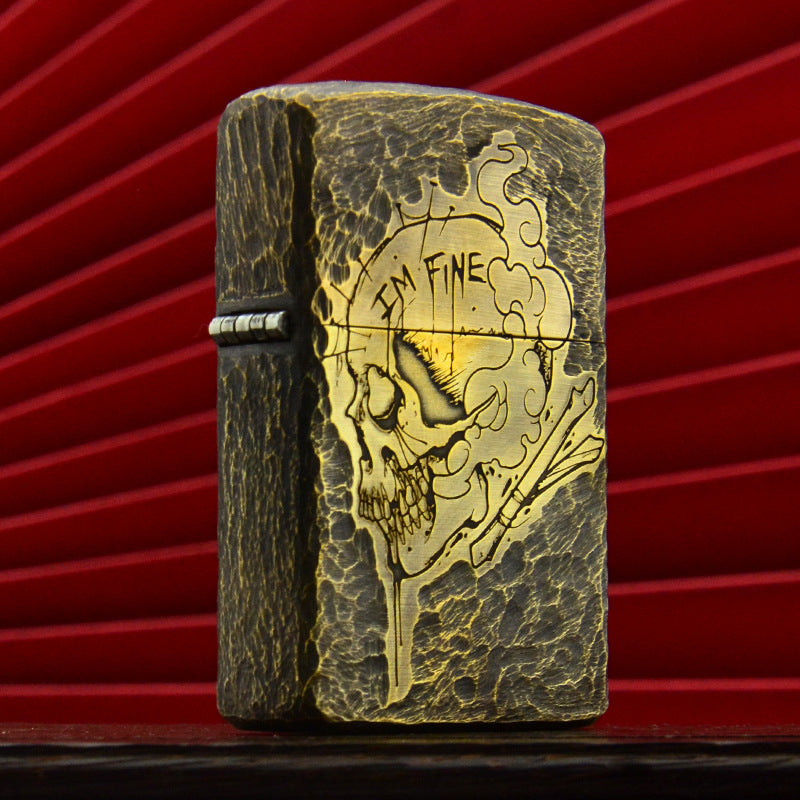 ZORRO Zorro brass side skull kerosene lighter