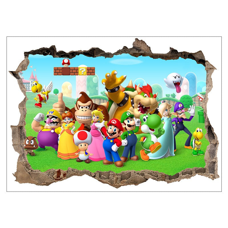 Mario Stickers Super Mario Stickers Children's Room Cartoon Self Adhesive Waterproof Wall Stickers