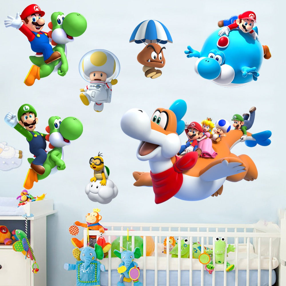 Mario stickers Super Mario stickers Children's room cartoon self-adhesive waterproof stickers wall stickers