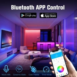 Bluetooth RGB Light Strip Set 50ft