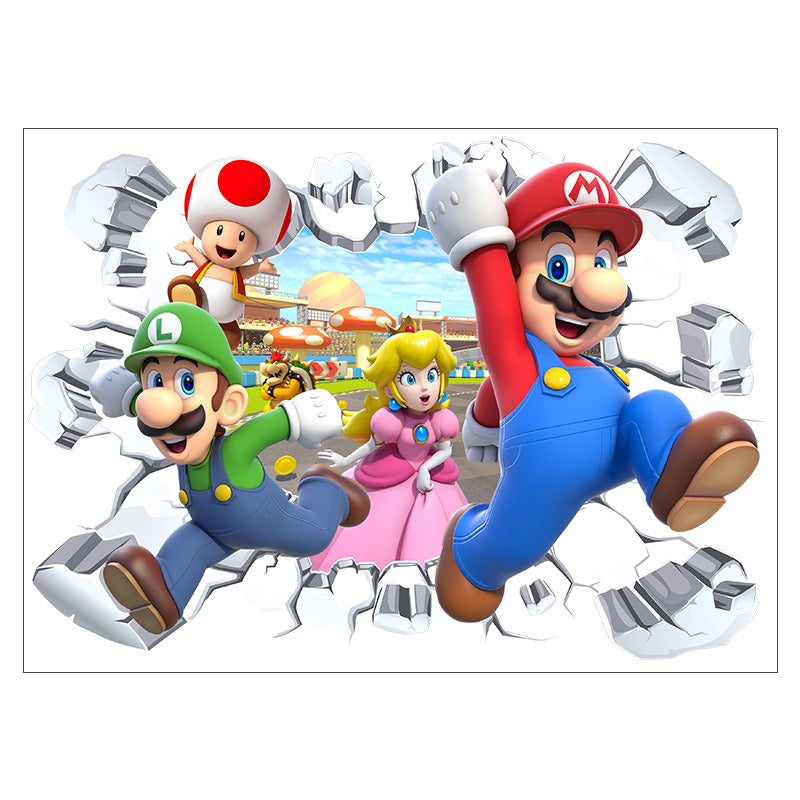 Mario Stickers Super Mario Stickers Children's Room Cartoon Self Adhesive Waterproof Wall Stickers