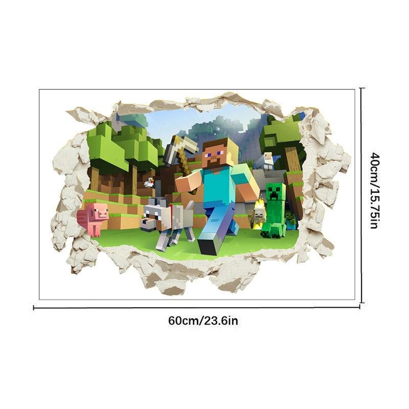 Minecraft run away My World Wall Stickers Living Room Children's Room Removable Decorative PVC Stickers