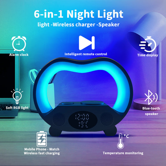 2025 Remote Control Bluetooth LED Phone Charger Night Light