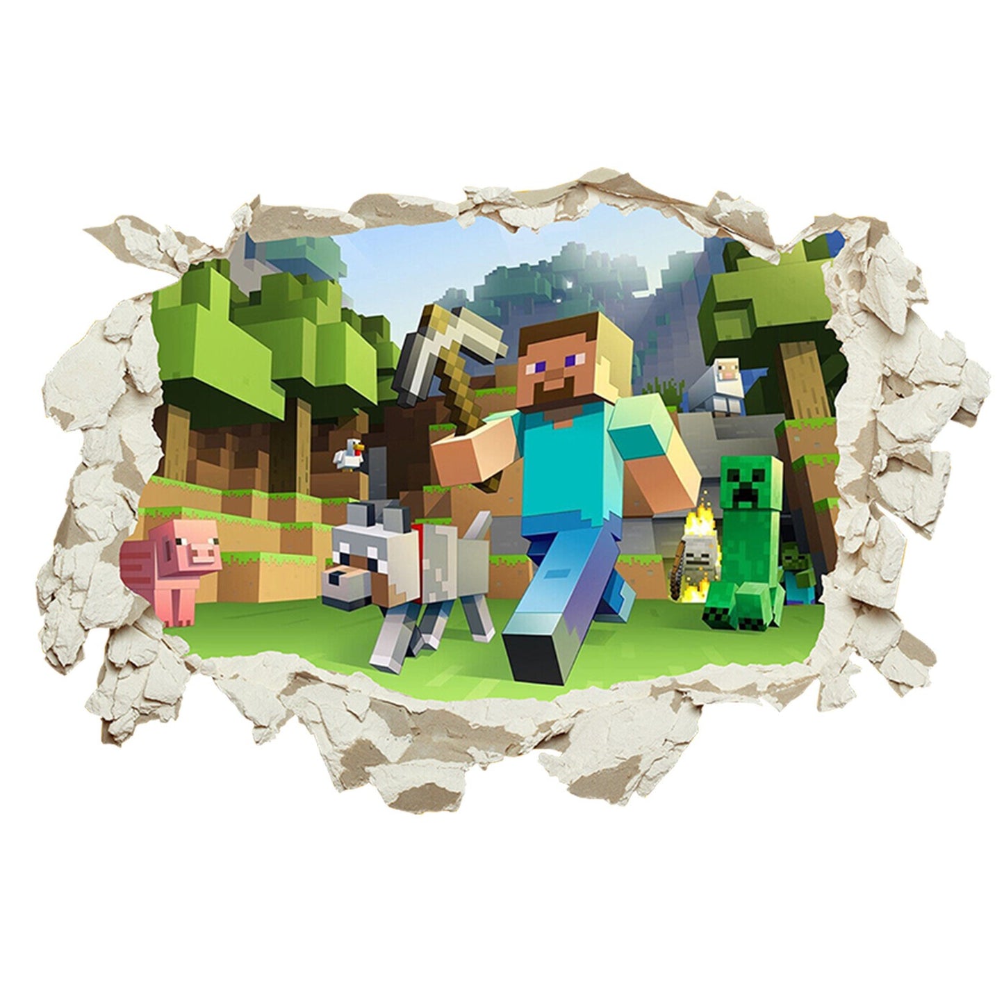 Minecraft run away My World Wall Stickers Living Room Children's Room Removable Decorative PVC Stickers