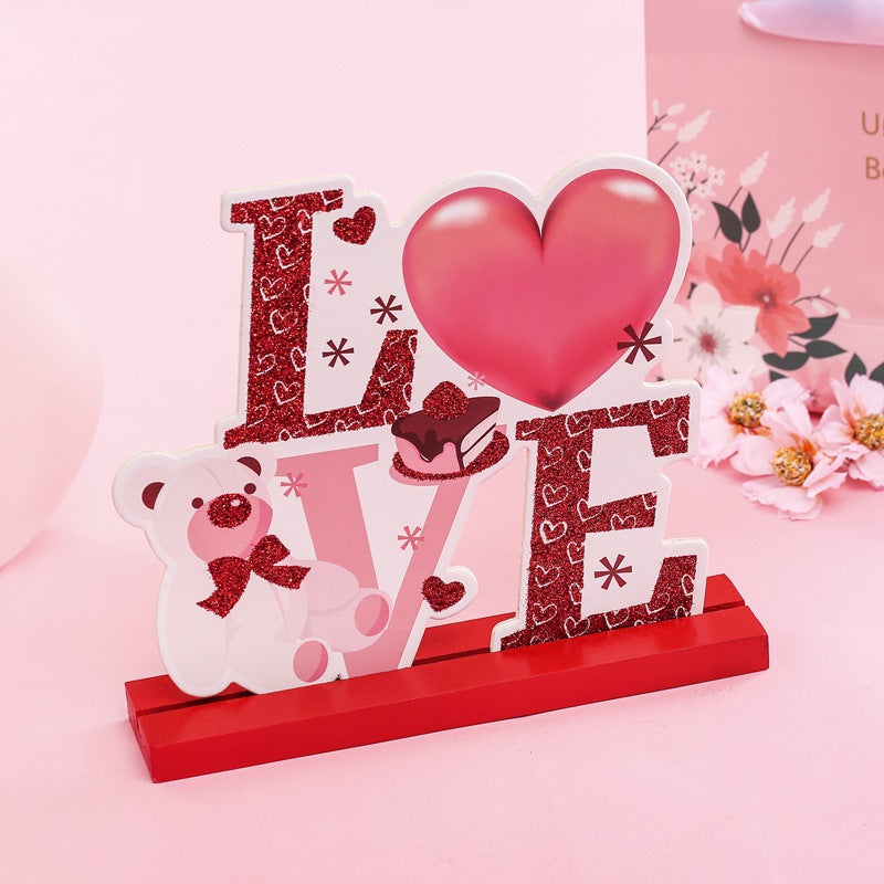 Valentine's Day Love Valentine's Day desktop wooden crafts DIY cute ornaments