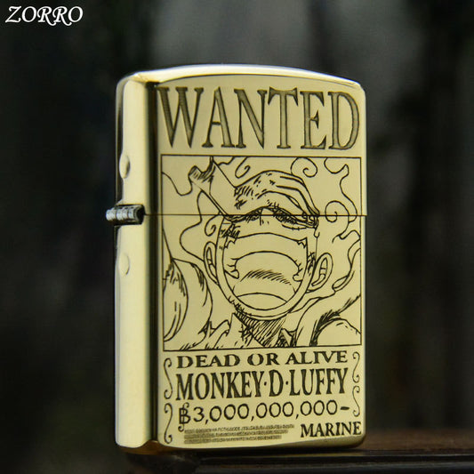 ZORRO Zorro Yellow Cartoon Wanted Brass Kerosene Lighter