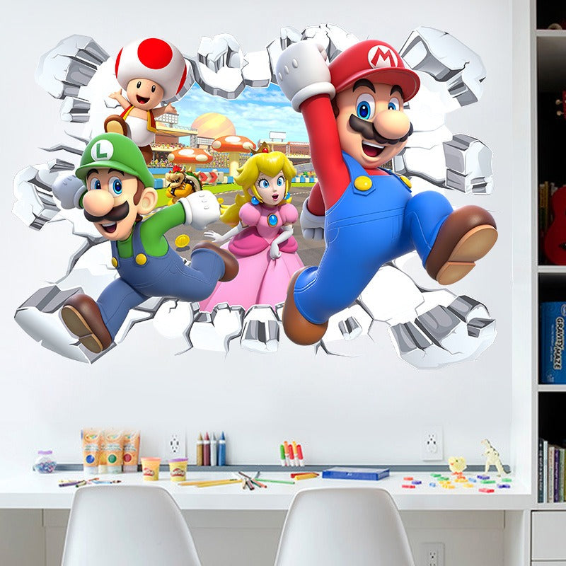 Mario Stickers Super Mario Stickers Children's Room Cartoon Self Adhesive Waterproof Wall Stickers