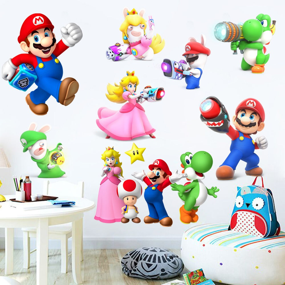 Mario stickers Super Mario stickers Children's room cartoon self-adhesive waterproof stickers wall stickers