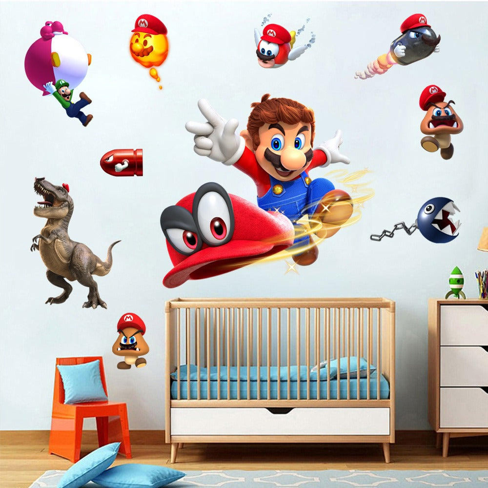 Mario stickers Super Mario stickers Children's room cartoon self-adhesive waterproof stickers wall stickers