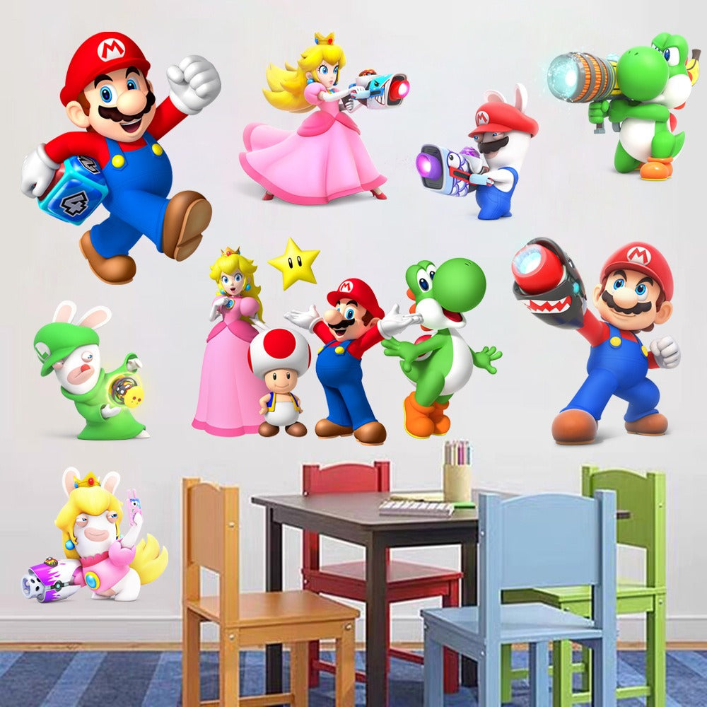 Mario stickers Super Mario stickers Children's room cartoon self-adhesive waterproof stickers wall stickers