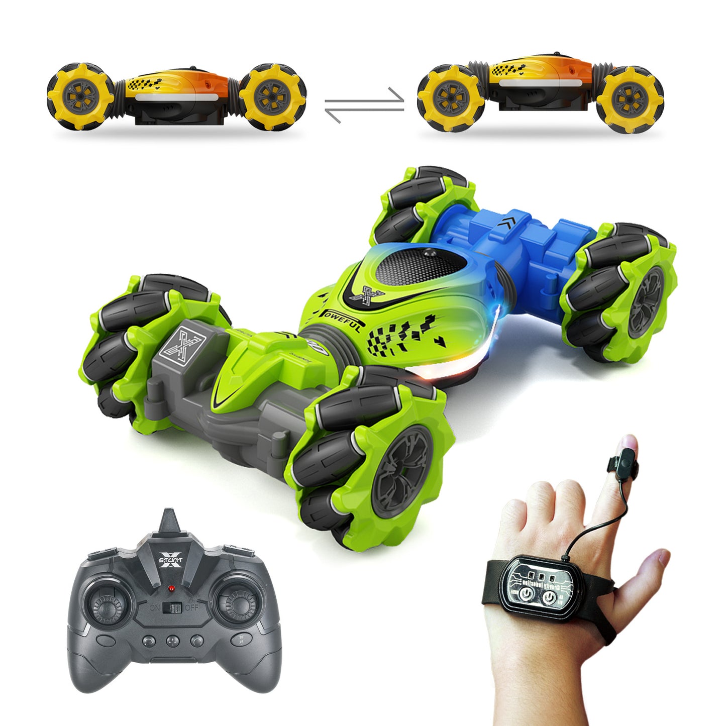 Induction Mini Gesture Twist Car Transform Car Watch Remote Control Double sided Stunt Climbing Toy Remote Control Car