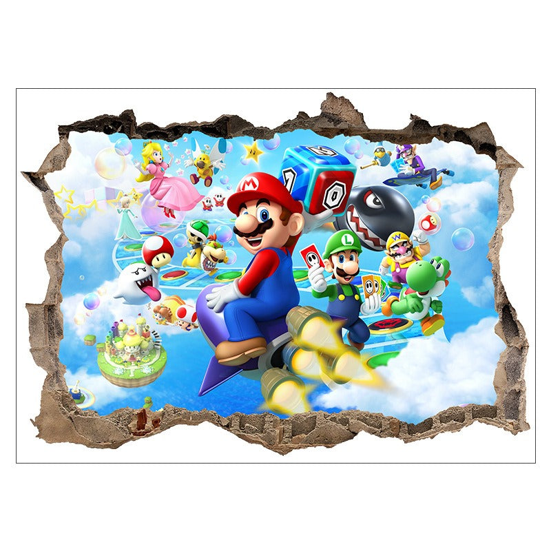 Mario Stickers Super Mario Stickers Children's Room Cartoon Self Adhesive Waterproof Wall Stickers