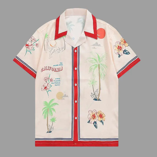 2023 Spring Hawaiian Shirts Summer Shirt Men  Streetwear Flower Plant Print Beach Shirt Hip Hop  Casual Tropical Holiday Tops