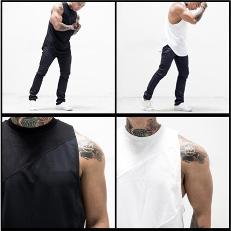 NEW Bodybuilding Sporty Tank Tops Men Gym Fitness Workout Sleeveless Shirt Male Stringer Singlets Summer Casual Loose Undershirt