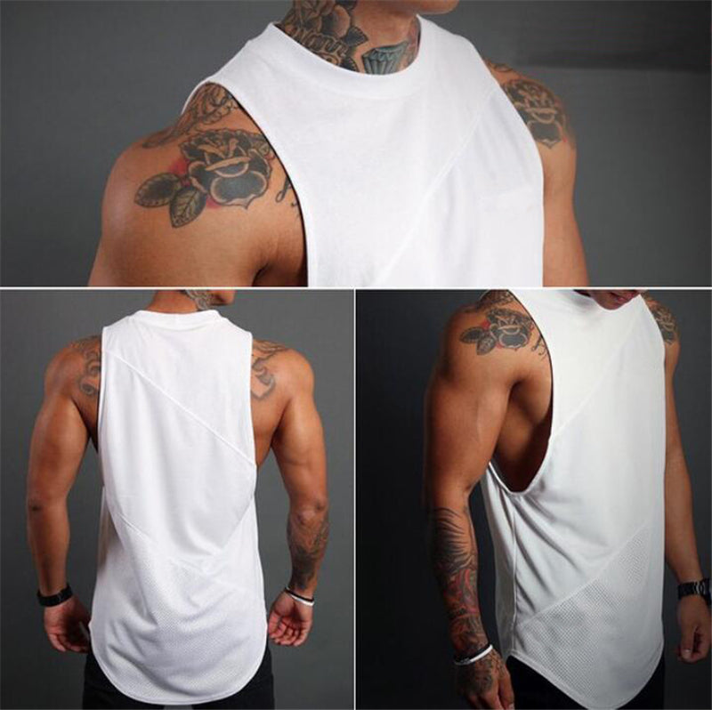 NEW Bodybuilding Sporty Tank Tops Men Gym Fitness Workout Sleeveless Shirt Male Stringer Singlets Summer Casual Loose Undershirt