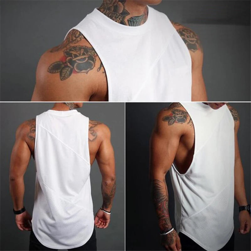 NEW Bodybuilding Sporty Tank Tops Men Gym Fitness Workout Sleeveless Shirt Male Stringer Singlets Summer Casual Loose Undershirt